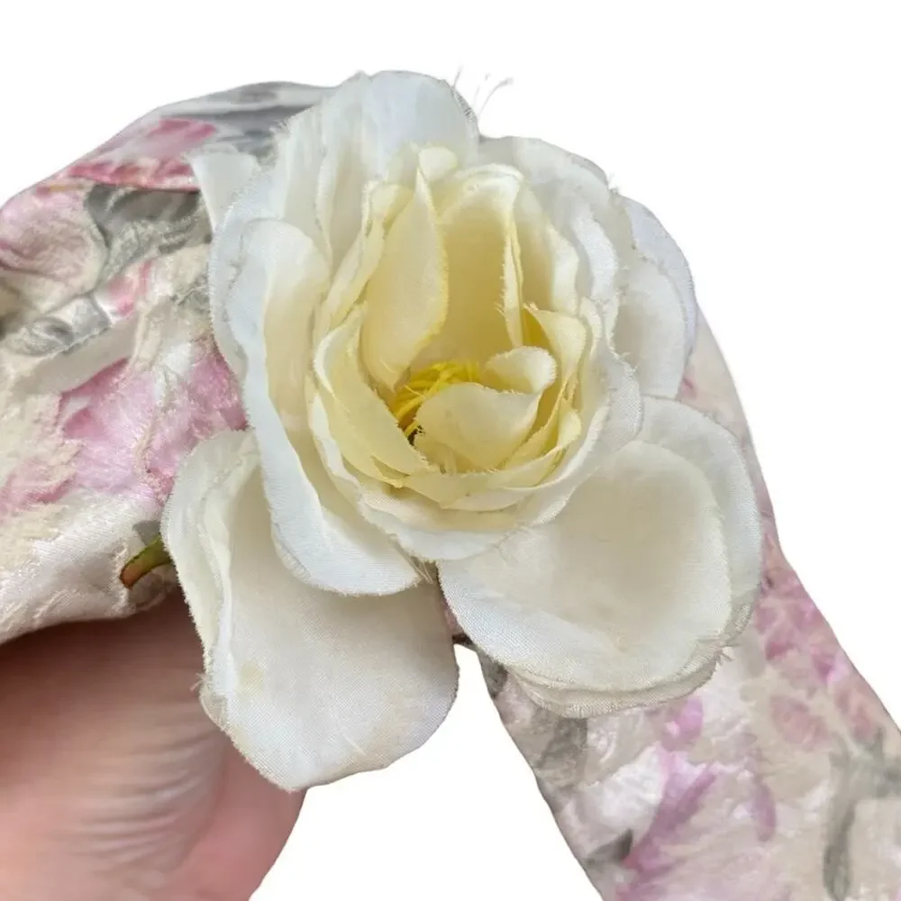 Vintage Floral Fabric Flip Front Bucket Hat Blossom 90s Y2K 3D Flower One Size